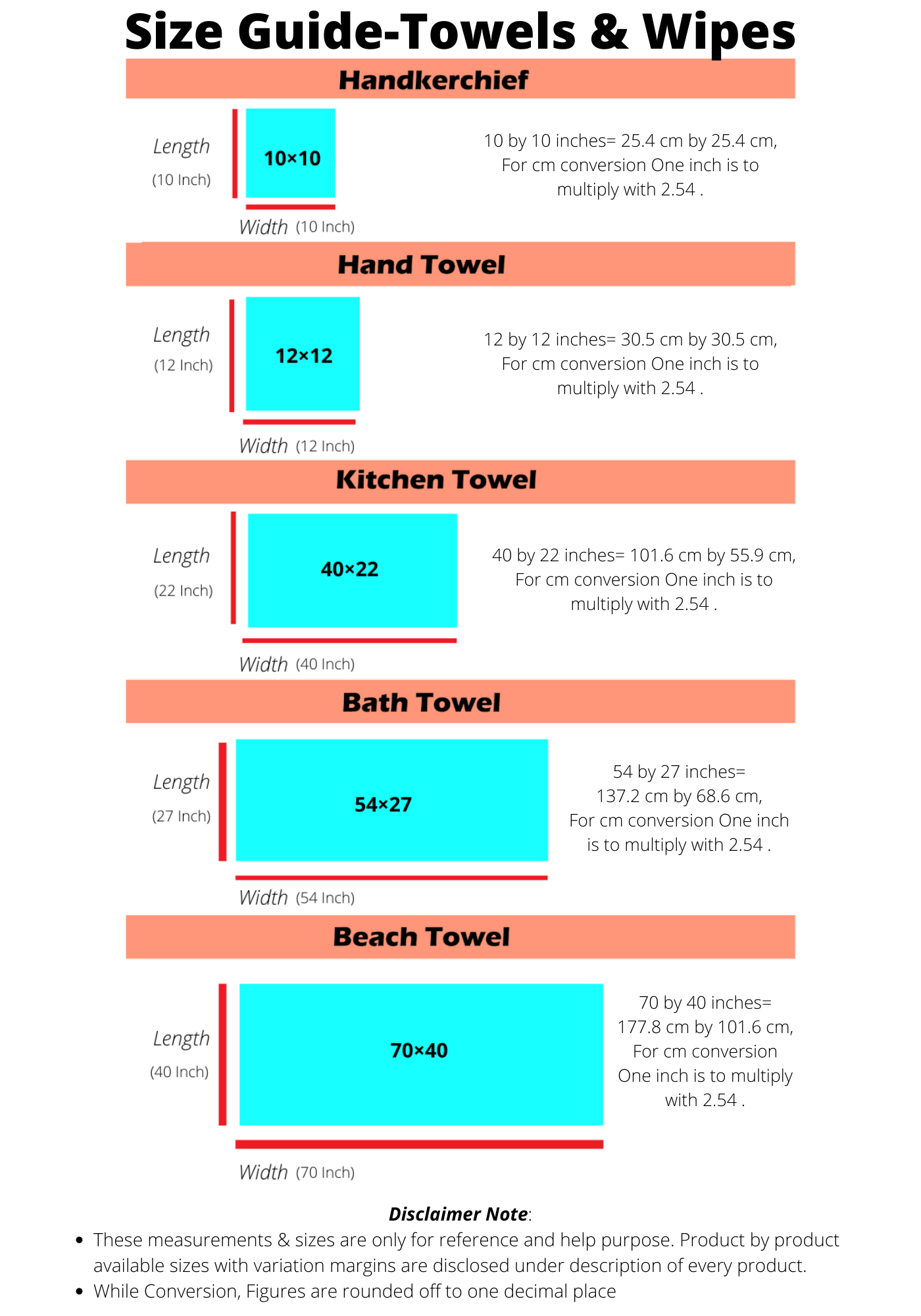 Size Guide For Towels