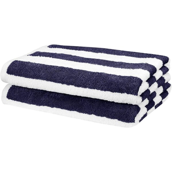 Stripped Navy Blue & White Combed Cotton Towel