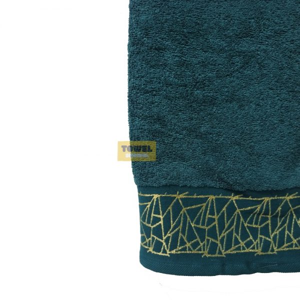 Golden Border Dark Green Towel