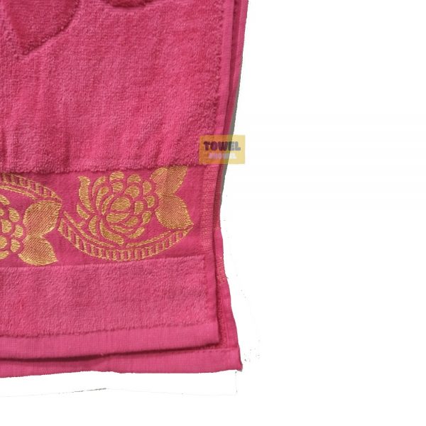 Pink Jacquard Velvet Cotton Towel