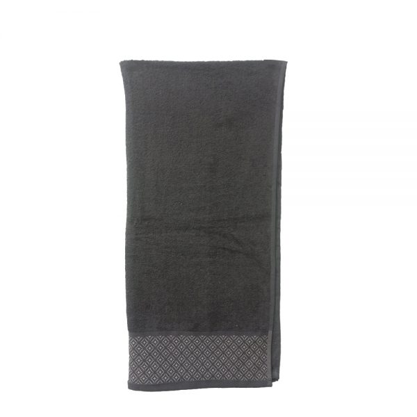 Charcoal Grey Men Cotton Embroidered Towel